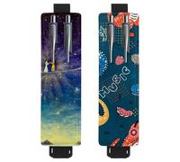 Eslifey 2 Pack Portable Pen Holder, Moon Sun Met in Universe Space Cosmos Pencil Holder, Pen Sleeve Case Pouch Hold 2 or 3 Pens, Adjustable Elastic Band, Detachable