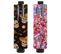 Eslifey 2 Pack Portable Pen Holder, Suger Skull Hat Candy Pepper Pencil Holder, Pen Sleeve Case Pouch Hold 2 or 3 Pens, Adjustable Elastic Band, Detachable