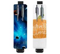 Eslifey 2 Pack Portable Pen Holder, View of The Universe with Planets Pencil Holder, Pen Sleeve Case Pouch Hold 2 or 3 Pens, Adjustable Elastic Band, Detachable
