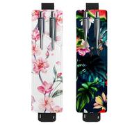 Eslifey 2 Pack Portable Pen Holder, Watercolor Spring Pink Flowers Blooming Branches Cherry Pencil Holder, Pen Sleeve Case Pouch Hold 2 or 3 Pens, Adjustable Elastic Band, Detachable