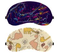 Eslifey 2 Pack Sleep Eye Mask, Art Cartoon Dinosaur Bird Flowers Pattern Blindfolds Sleeping Mask, Eye Shade Cover for Men Women Plane Travel