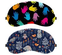 Eslifey 2 Pack Sleep Eye Mask, Autumn Forest Leaves Flowers Animals Raccoons Owls Pattern Blindfolds Sleeping Mask, Eye Shade Cover for Men Women Plane Travel