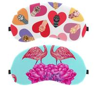 Eslifey 2 Pack Sleep Eye Mask, Beautiful Floral Watercolor Pink Flamingos Flowers Pattern Blindfolds Sleeping Mask, Eye Shade Cover for Men Women Plane Travel