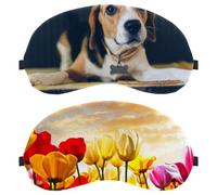 Eslifey 2 Pack Sleep Eye Mask, Beautiful Tulip Floral Sunset Landscape Blindfolds Sleeping Mask, Eye Shade Cover for Men Women Plane Travel
