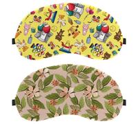 Eslifey 2 Pack Sleep Eye Mask, Beauty Flower Green Leaf Pattern Blindfolds Sleeping Mask, Eye Shade Cover for Men Women Plane Travel