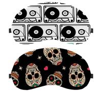Eslifey 2 Pack Sleep Eye Mask, Bling Mexican Skull Blindfolds Sleeping Mask, Eye Shade Cover for Men Women Plane Travel