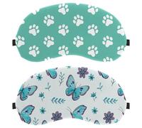 Eslifey 2 Pack Sleep Eye Mask, Blue Butterflies Willow Flowers Pattern Blindfolds Sleeping Mask, Eye Shade Cover for Men Women Plane Travel
