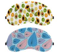 Eslifey 2 Pack Sleep Eye Mask, Blue Pink Leaves Pattern Blindfolds Sleeping Mask, Eye Shade Cover for Men Women Plane Travel