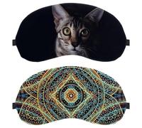 Eslifey 2 Pack Sleep Eye Mask, Boho Mandalas Floral Vintage Blindfolds Sleeping Mask, Eye Shade Cover for Men Women Plane Travel