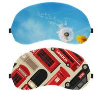 Eslifey 2 Pack Sleep Eye Mask, Britain London Bus Telephone Booth Pattern Blindfolds Sleeping Mask, Eye Shade Cover for Men Women Plane Travel