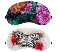 Eslifey 2 Pack Sleep Eye Mask, Butterfly Animal Insect Art Blindfolds Sleeping Mask, Eye Shade Cover for Men Women Plane Travel