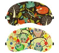 Eslifey 2 Pack Sleep Eye Mask, Cartoon Owls sit Flowering Branches of Fantastic Trees Blindfolds Sleeping Mask, Eye Shade Cover for Men Women Plane Travel