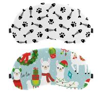 Eslifey 2 Pack Sleep Eye Mask, Christmas Cute Llama and Alpaca Blindfolds Sleeping Mask, Eye Shade Cover for Men Women Plane Travel