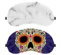 Eslifey 2 Pack Sleep Eye Mask, Color Mexican Skull Blindfolds Sleeping Mask, Eye Shade Cover for Men Women Plane Travel