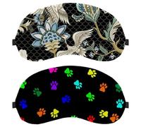 Eslifey 2 Pack Sleep Eye Mask, Colorful Animal Dog Paw Footprints Pattern Blindfolds Sleeping Mask, Eye Shade Cover for Men Women Plane Travel