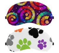 Eslifey 2 Pack Sleep Eye Mask, Colorful Animal Paw Blindfolds Sleeping Mask, Eye Shade Cover for Men Women Plane Travel