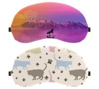 Eslifey 2 Pack Sleep Eye Mask, Colorful Cats Paw Footprint Blindfolds Sleeping Mask, Eye Shade Cover for Men Women Plane Travel