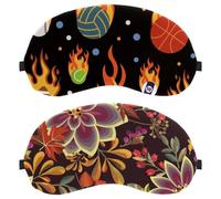 Eslifey 2 Pack Sleep Eye Mask, Colorful Floral Fruit Blindfolds Sleeping Mask, Eye Shade Cover for Men Women Plane Travel
