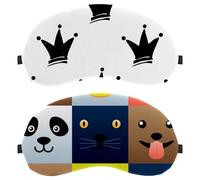 Eslifey 2 Pack Sleep Eye Mask, Colorful Simple Animal Faces Element Set Blindfolds Sleeping Mask, Eye Shade Cover for Men Women Plane Travel