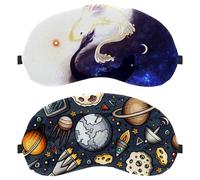 Eslifey 2 Pack Sleep Eye Mask, Comic Rocket Planet Blindfolds Sleeping Mask, Eye Shade Cover for Men Women Plane Travel