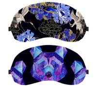Eslifey 2 Pack Sleep Eye Mask, Cosmic Polygonal Bear Watercolor Galaxy Pattern Blindfolds Sleeping Mask, Eye Shade Cover for Men Women Plane Travel
