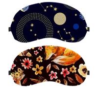 Eslifey 2 Pack Sleep Eye Mask, Cute Animals Fawn Sleeping Fox Birds Flowers Petals Leaves Natural Blindfolds Sleeping Mask, Eye Shade Cover for Men Women Plane Travel