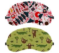 Eslifey 2 Pack Sleep Eye Mask, Cute Animals Sloths and Crocodiles Pattern Blindfolds Sleeping Mask, Eye Shade Cover for Men Women Plane Travel