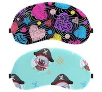 Eslifey 2 Pack Sleep Eye Mask, Cute Cartoon Cat Little Pirate Pattern Blindfolds Sleeping Mask, Eye Shade Cover for Men Women Plane Travel