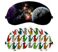 Eslifey 2 Pack Sleep Eye Mask, Cute Cartoon Dino Colorful Dinosaur Blindfolds Sleeping Mask, Eye Shade Cover for Men Women Plane Travel