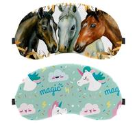 Eslifey 2 Pack Sleep Eye Mask, Cute Cartoon Funny Unicorn Magic Clouds Blindfolds Sleeping Mask, Eye Shade Cover for Men Women Plane Travel