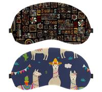 Eslifey 2 Pack Sleep Eye Mask, Cute Cartoon Llama Alpaca Cactus Pattern Blindfolds Sleeping Mask, Eye Shade Cover for Men Women Plane Travel
