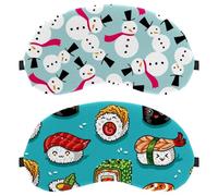 Eslifey 2 Pack Sleep Eye Mask, Cute Cartoon Rolls and Sushi in Kawaii Japanese Food Blindfolds Sleeping Mask, Eye Shade Cover for Men Women Plane Travel