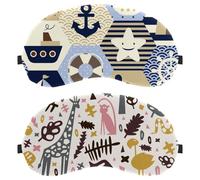 Eslifey 2 Pack Sleep Eye Mask, Cute Flamingo Monkey Snake Giraffe Cat Forest Pattern Blindfolds Sleeping Mask, Eye Shade Cover for Men Women Plane Travel