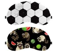 Eslifey 2 Pack Sleep Eye Mask, Cute Fluffy Beast Raccoon Watermelon Forest Animal Pattern Blindfolds Sleeping Mask, Eye Shade Cover for Men Women Plane Travel