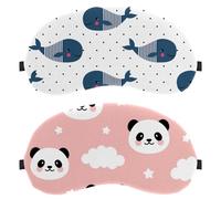 Eslifey 2 Pack Sleep Eye Mask, Cute Panda Animal Clouds Star Pattern Blindfolds Sleeping Mask, Eye Shade Cover for Men Women Plane Travel