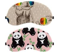 Eslifey 2 Pack Sleep Eye Mask, Cute Panda Bamboo Pink Pattern Blindfolds Sleeping Mask, Eye Shade Cover for Men Women Plane Travel