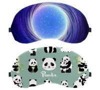 Eslifey 2 Pack Sleep Eye Mask, Cute Panda Sleep Love Eat Bamboo Pattern Blindfolds Sleeping Mask, Eye Shade Cover for Men Women Plane Travel