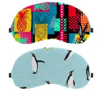 Eslifey 2 Pack Sleep Eye Mask, Cute Penguin Birds Ice Pattern Blindfolds Sleeping Mask, Eye Shade Cover for Men Women Plane Travel