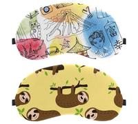 Eslifey 2 Pack Sleep Eye Mask, Cute Sloth Hang on Tree Sleep Pattern Blindfolds Sleeping Mask, Eye Shade Cover for Men Women Plane Travel