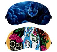 Eslifey 2 Pack Sleep Eye Mask, Day of The Dead Horse Yellow Blindfolds Sleeping Mask, Eye Shade Cover for Men Women Plane Travel