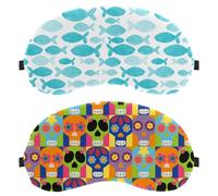 Eslifey 2 Pack Sleep Eye Mask, Day of The Dead Skull Mexican Blindfolds Sleeping Mask, Eye Shade Cover for Men Women Plane Travel