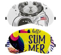 Eslifey 2 Pack Sleep Eye Mask, Exotic Toucan Hello Summer Leaves Blindfolds Sleeping Mask, Eye Shade Cover for Men Women Plane Travel
