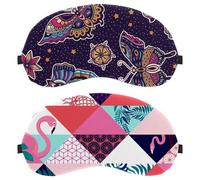 Eslifey 2 Pack Sleep Eye Mask, Flamingo Palm Pineapple Pink Blindfolds Sleeping Mask, Eye Shade Cover for Men Women Plane Travel