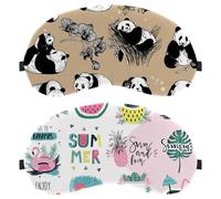 Eslifey 2 Pack Sleep Eye Mask, Flamingo Watermelon Ice Cream Pineapple Palm Tropic Sun Illustration Blindfolds Sleeping Mask, Eye Shade Cover for Men Women Plane Travel