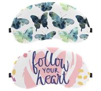 Eslifey 2 Pack Sleep Eye Mask, Follow Your Heart Blindfolds Sleeping Mask, Eye Shade Cover for Men Women Plane Travel