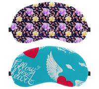 Eslifey 2 Pack Sleep Eye Mask, Follow Your Heart Cute Love Wings Blindfolds Sleeping Mask, Eye Shade Cover for Men Women Plane Travel