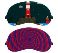 Eslifey 2 Pack Sleep Eye Mask, Fractal Rose Flower Blue Red Blindfolds Sleeping Mask, Eye Shade Cover for Men Women Plane Travel