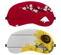Eslifey 2 Pack Sleep Eye Mask, Fresh Sunflowers on White Wooden Texture Background Blindfolds Sleeping Mask, Eye Shade Cover for Men Women Plane Travel