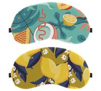Eslifey 2 Pack Sleep Eye Mask, Fruit Lemon Colorful Pattern Blindfolds Sleeping Mask, Eye Shade Cover for Men Women Plane Travel
