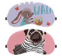 Eslifey 2 Pack Sleep Eye Mask, Funny Cartoon Dog Pug Crown My Little Princess Blindfolds Sleeping Mask, Eye Shade Cover for Men Women Plane Travel